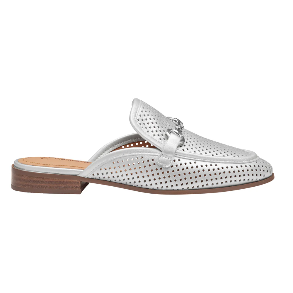 Ali Perforated Bit Metallic Mule Loafers