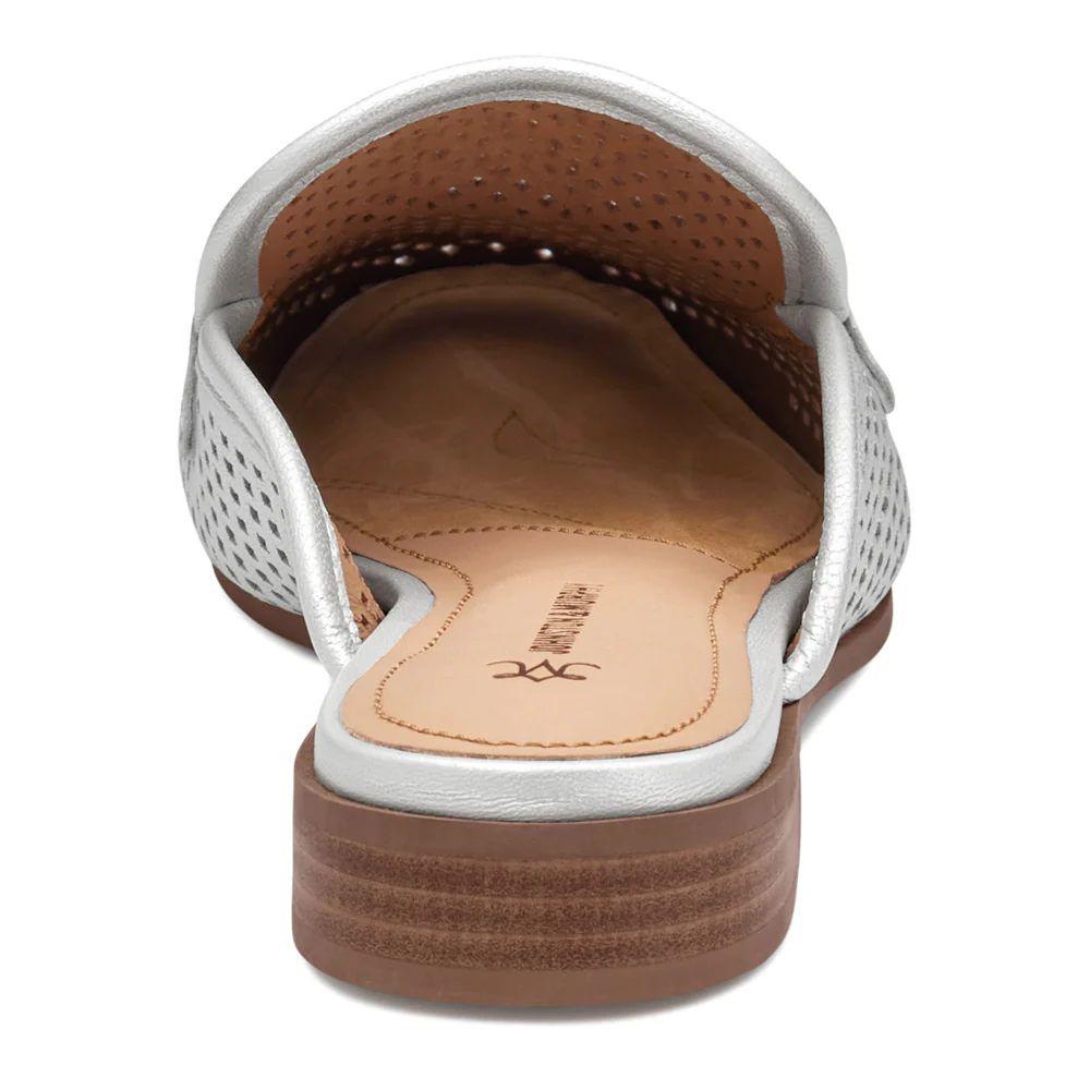 Ali Perforated Bit Metallic Mule Loafers - Image 4