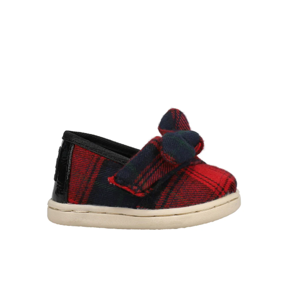 Alpargata Bow Plaid Slip On Flats (Infant)