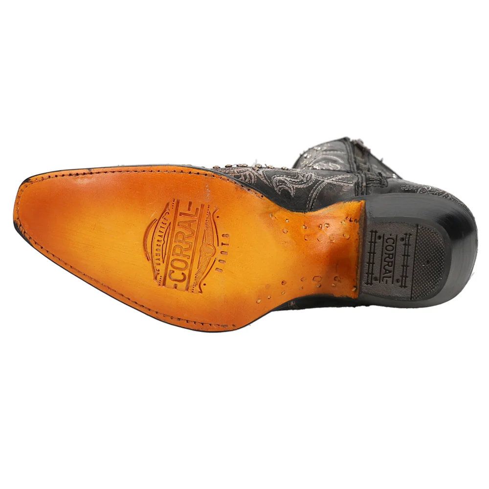 Art 21 Crystal Tooled Inlay Snip Toe Cowboy Booties - Image 5