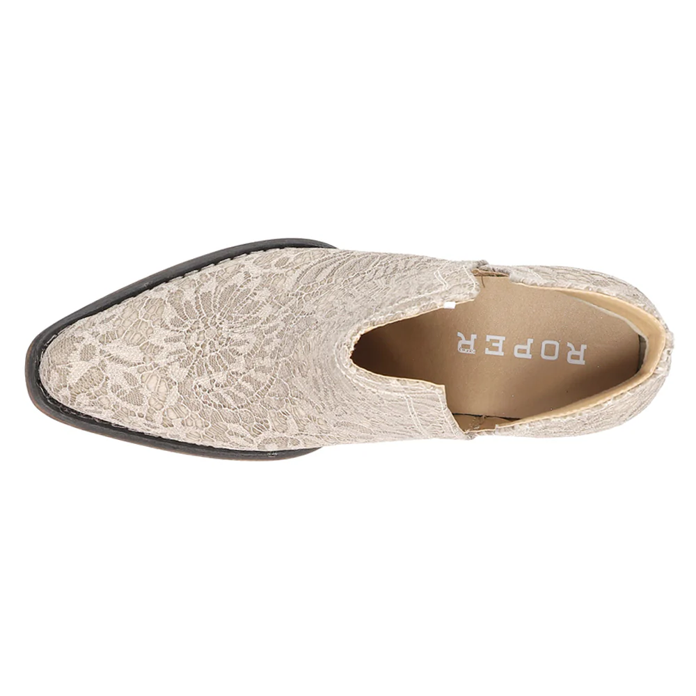 Ava Lace Glitter Snip Toe Cowboy Booties - Image 4