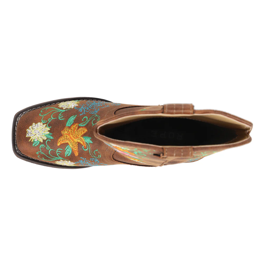 Bailey Floral Embroidered Square Toe Cowboy Boots - Image 4