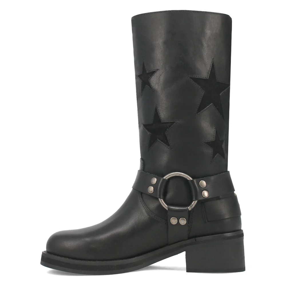 Blacklist Tooled-Inlay Round Toe Motorcycle Boots - Image 3