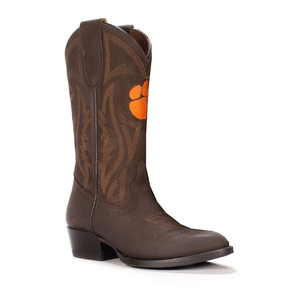 Clemson University Embroidered Round Toe Pull On Cowboy Boots - Image 2