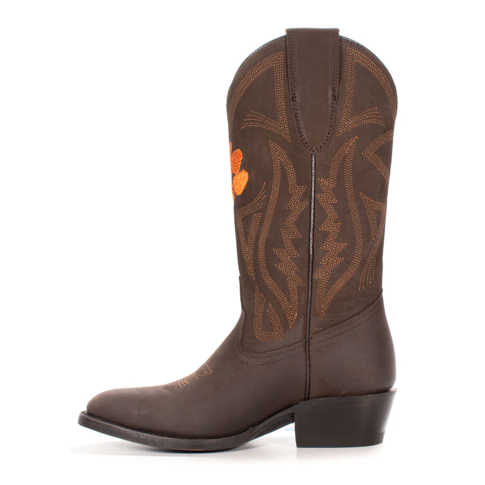 Clemson University Embroidered Round Toe Pull On Cowboy Boots - Image 3