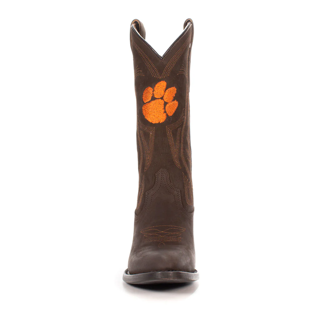 Clemson University Embroidered Round Toe Pull On Cowboy Boots - Image 4