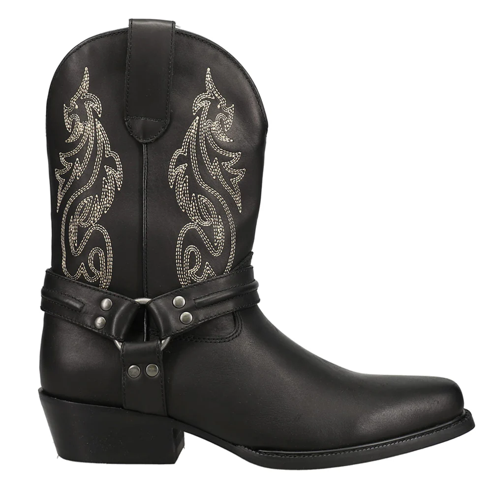 Dragon Embroidered Round Toe Pull On Cowboy Boots
