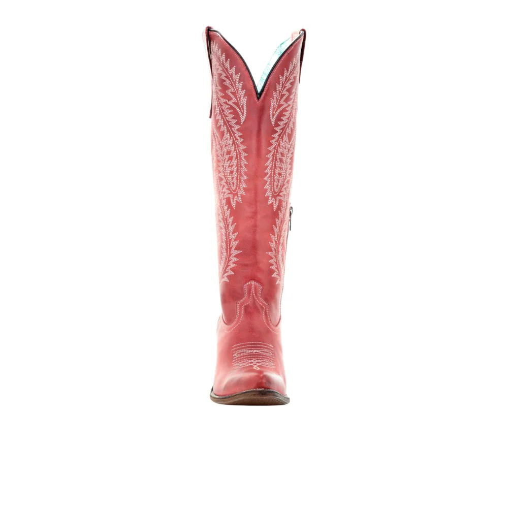 Rioja Red Embroidered Snip Toe Pull On Cowboy Boots - Image 5