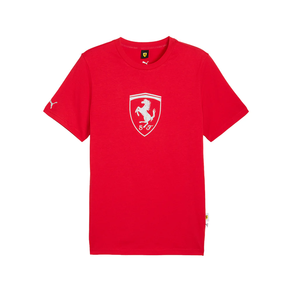 Scuderia Ferrari Sportswear Tonal Shield Logo Crew Neck Short Sleeve T-Shirt