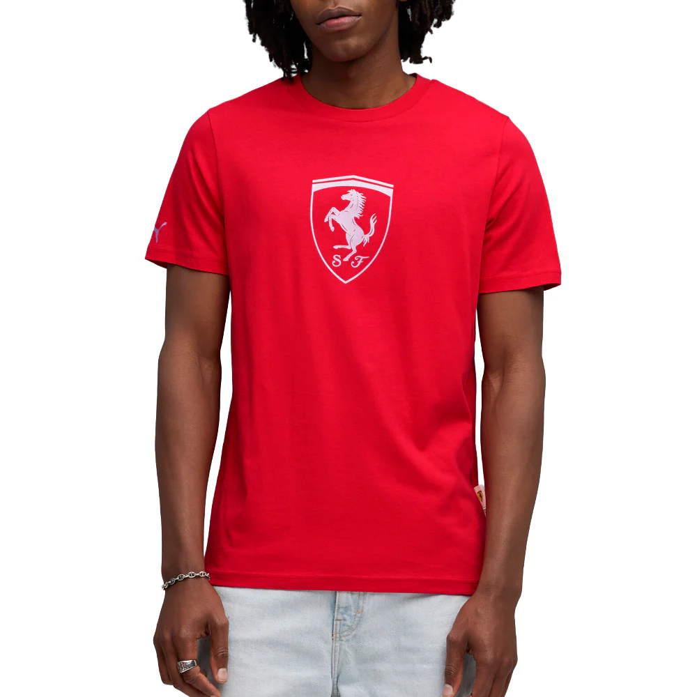 Scuderia Ferrari Sportswear Tonal Shield Logo Crew Neck Short Sleeve T-Shirt - Image 3