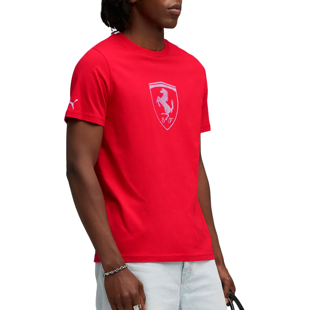 Scuderia Ferrari Sportswear Tonal Shield Logo Crew Neck Short Sleeve T-Shirt - Image 5