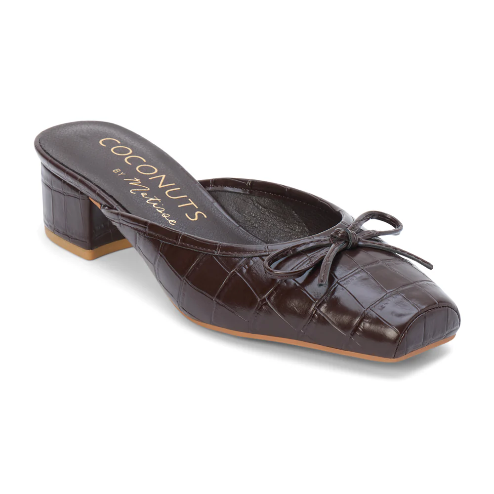 Geneva Croc Block Heel Mules - Image 2