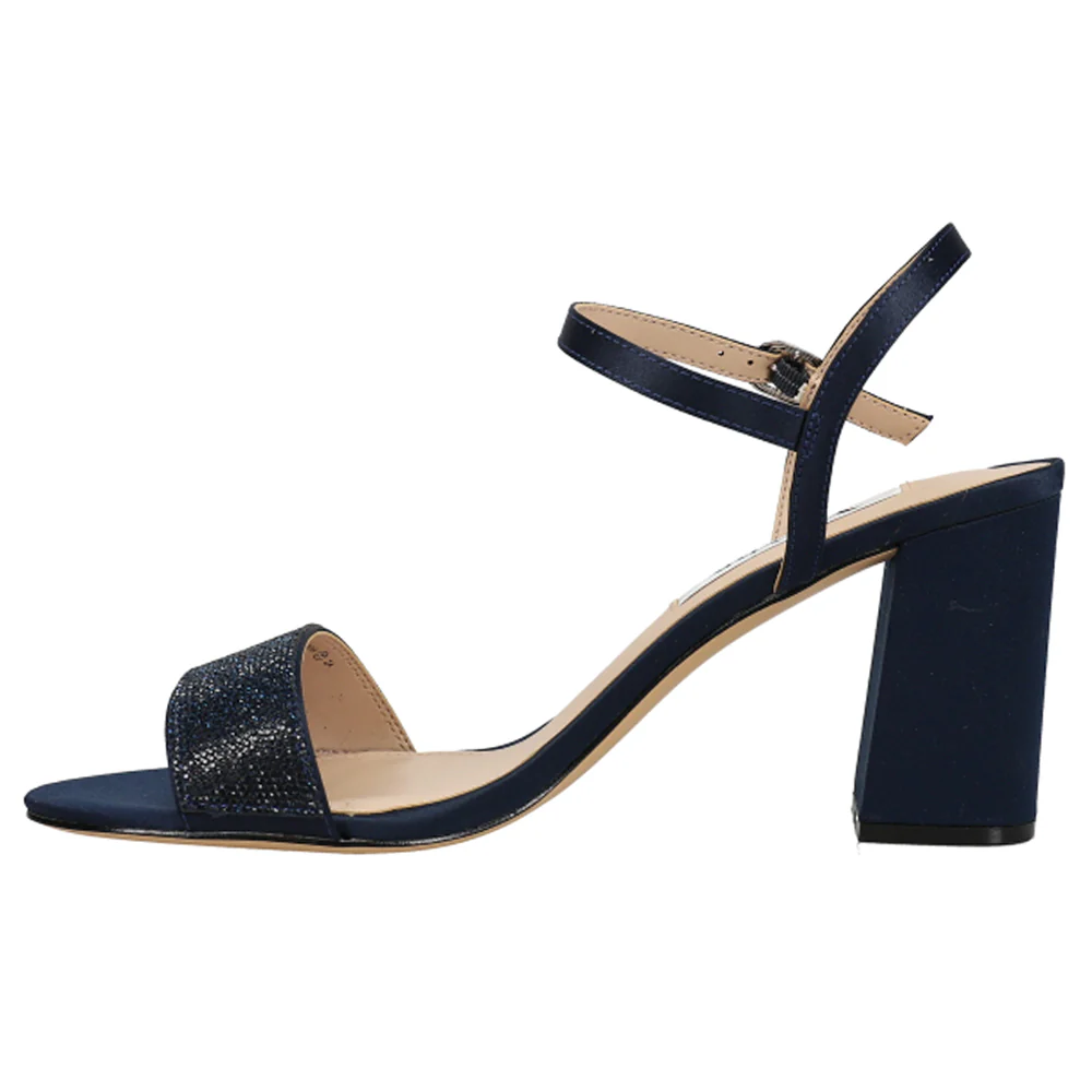 Haven Rhinestone Ankle Strap Block Heel Sandals - Image 3