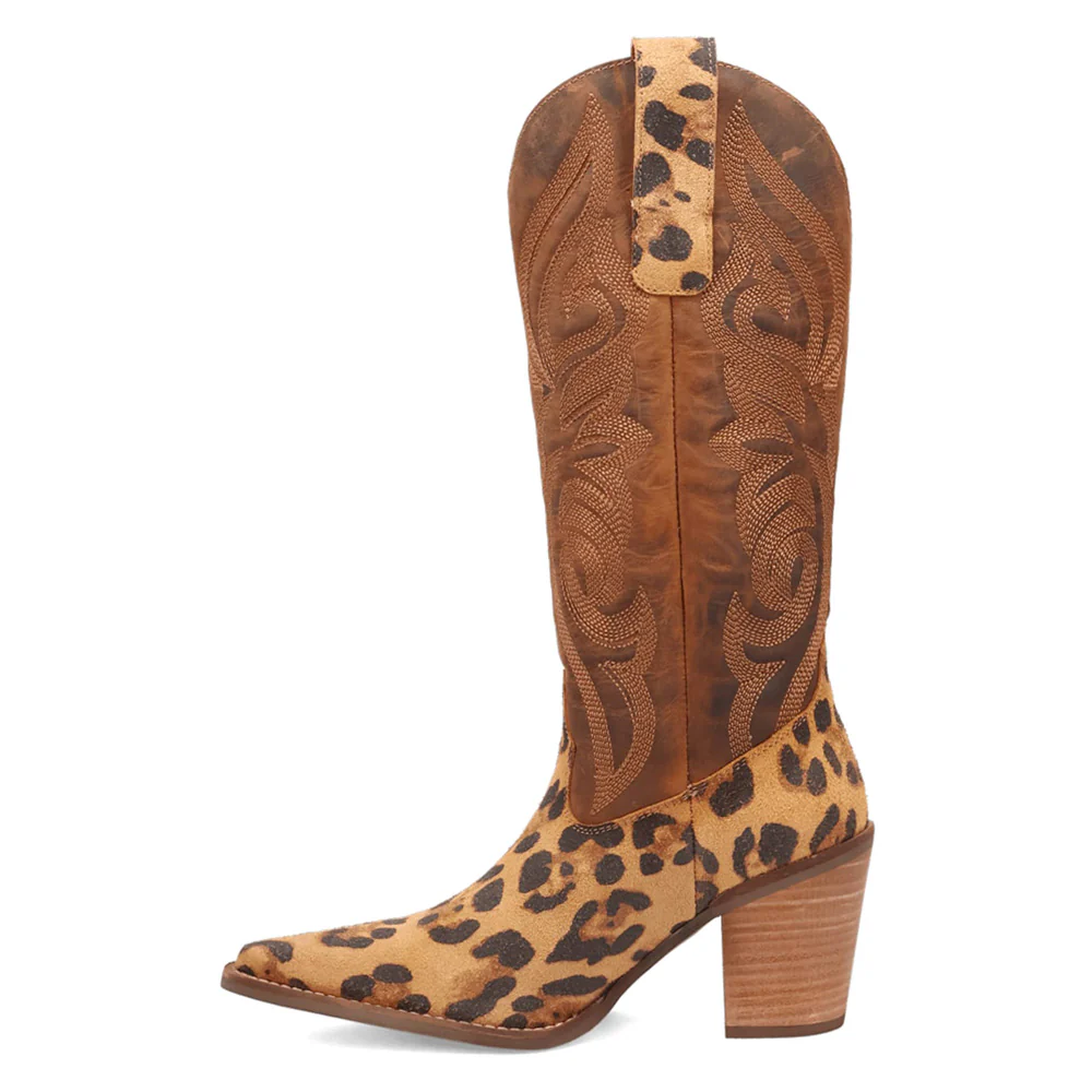 Hensley Leopard Embroidered Snip Toe Pull On Boots - Image 3