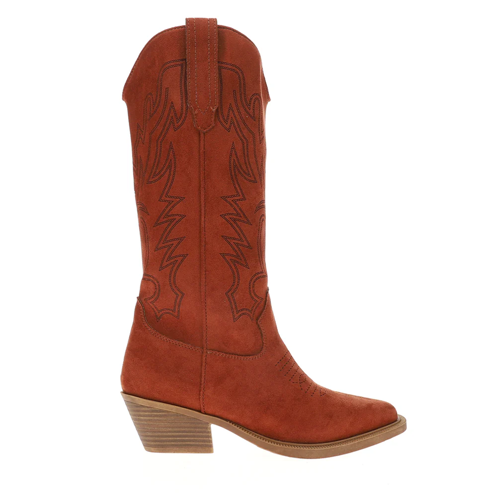 Kit Laser Embroidered Square Toe Pull On Cowboy Boots