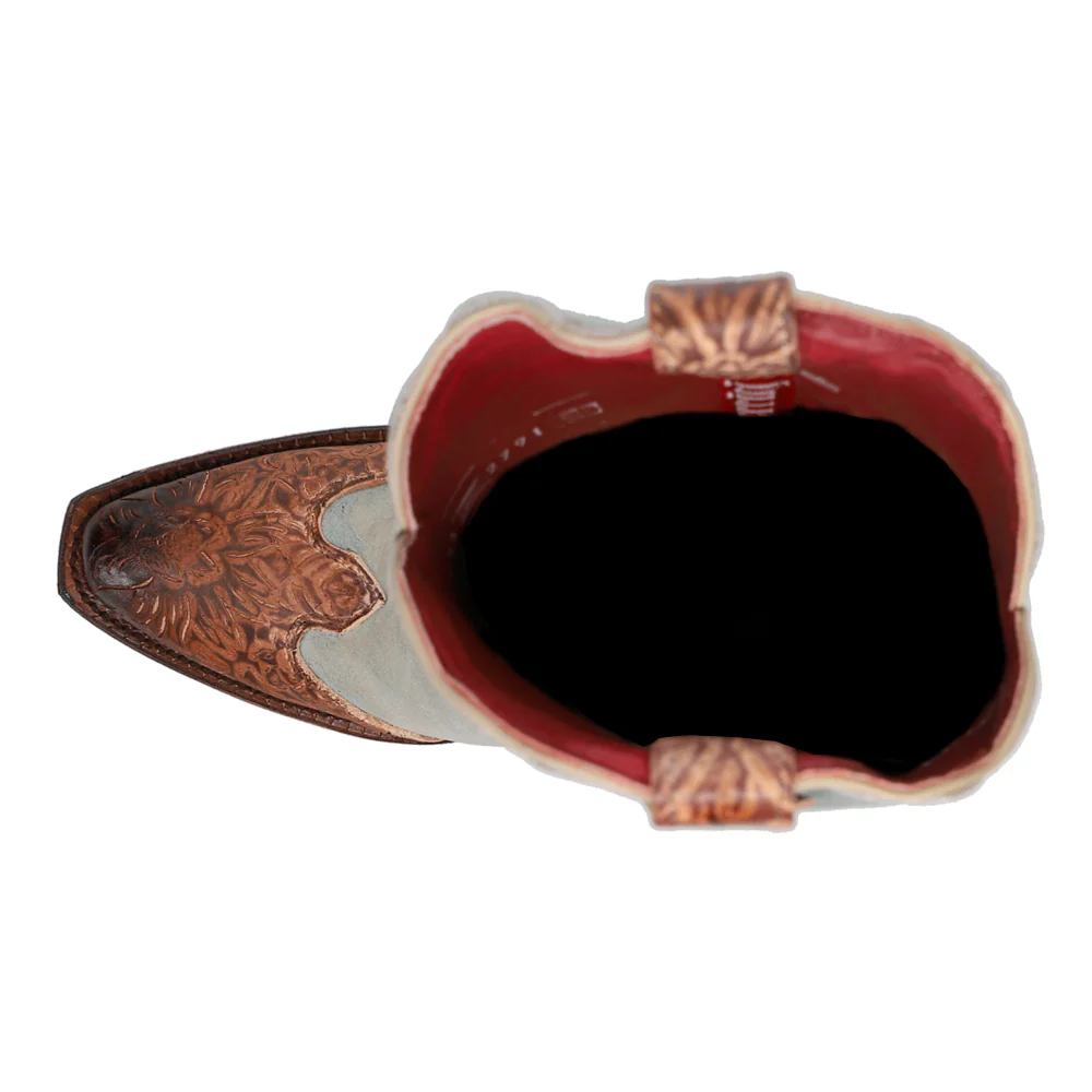 Madison Embossed Embroidered Snip Toe Pull On Cowboy Boots - Image 4
