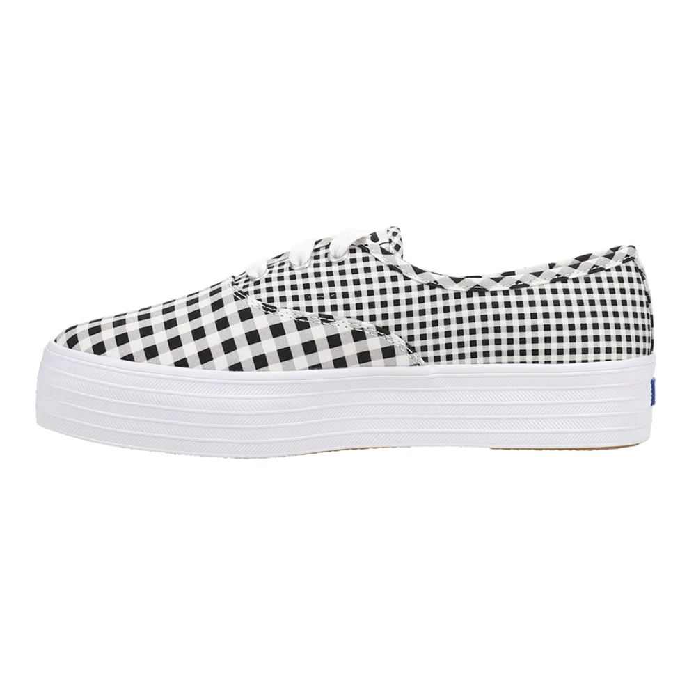 Point Canvas Gingham Lace Up Sneakers - Image 3