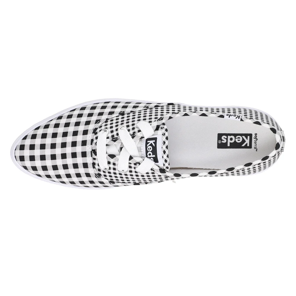 Point Canvas Gingham Lace Up Sneakers - Image 4