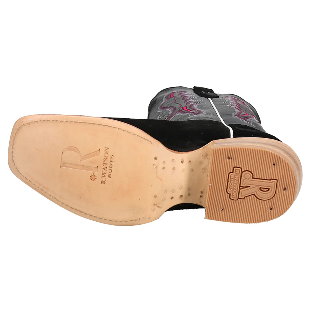 Rough Out Black Embroidered Square Toe Cowboy Boots - Image 5