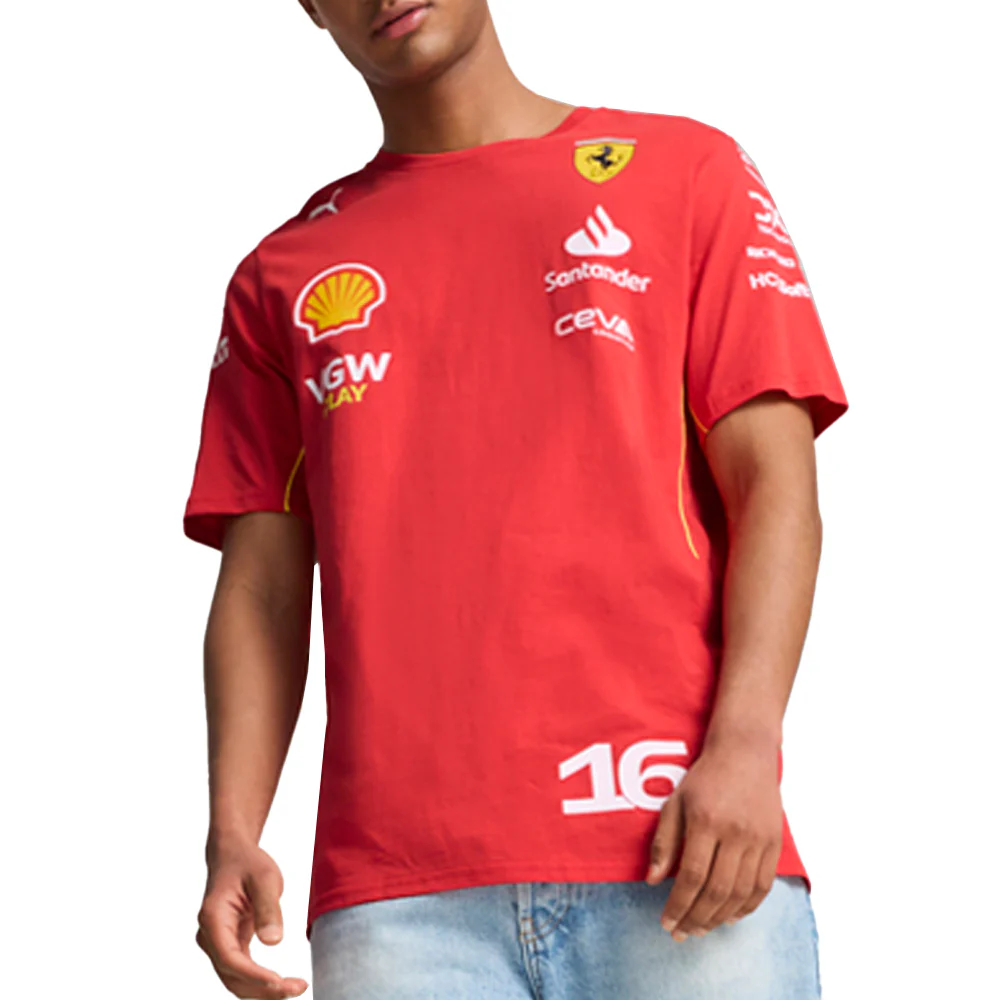 Scuderia Ferrari Leclerc Logo Crew Neck Short Sleeve T-Shirt - Image 4