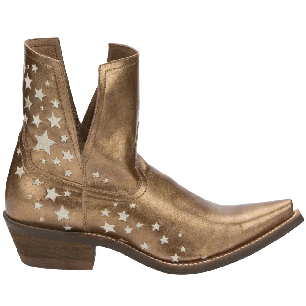 Sitrine Brown Metallic Snip Toe Cowboy Booties