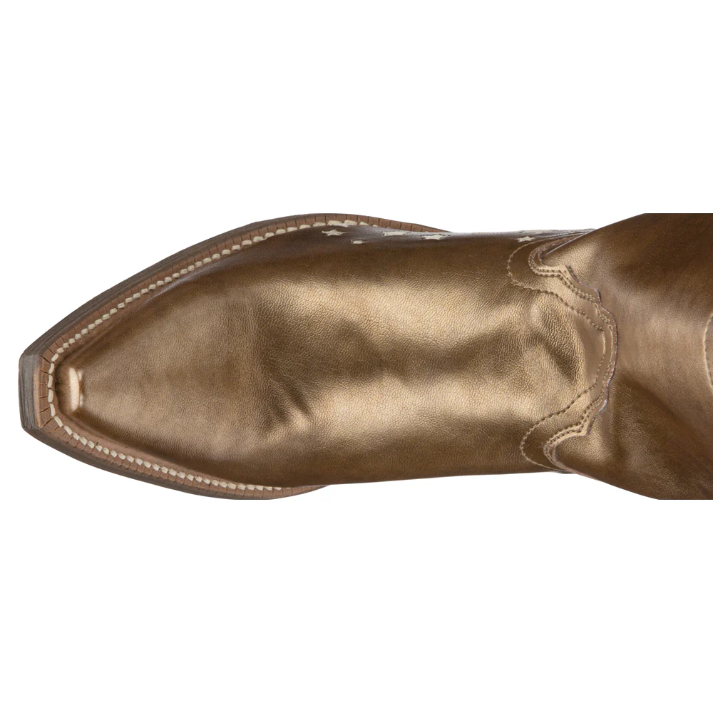 Sitrine Brown Metallic Snip Toe Cowboy Booties - Image 4