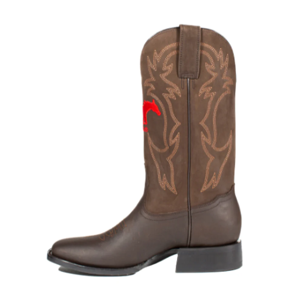 Southern Methodist University Embroidered Square Toe Pull On Cowboy Boots - Image 3