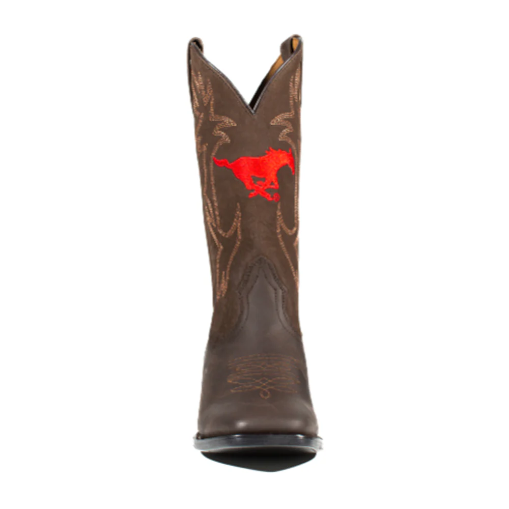 Southern Methodist University Embroidered Square Toe Pull On Cowboy Boots - Image 4